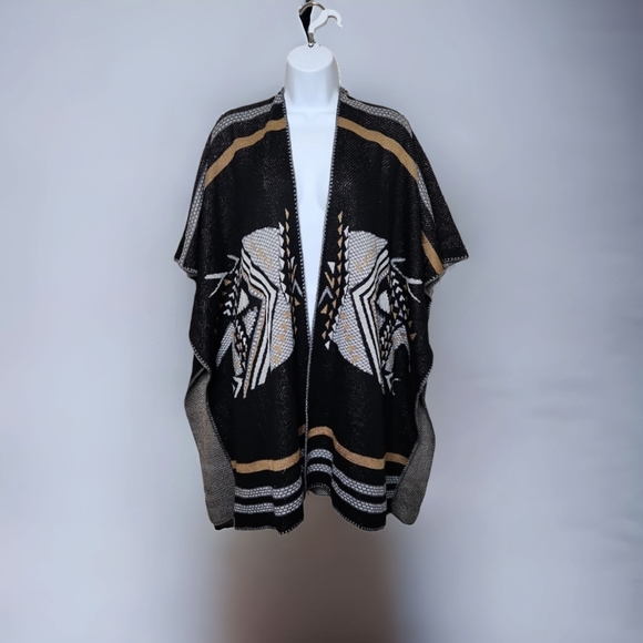 Driftwood Aztec Tribal Knit Poncho Cardigan - Picture 1 of 5